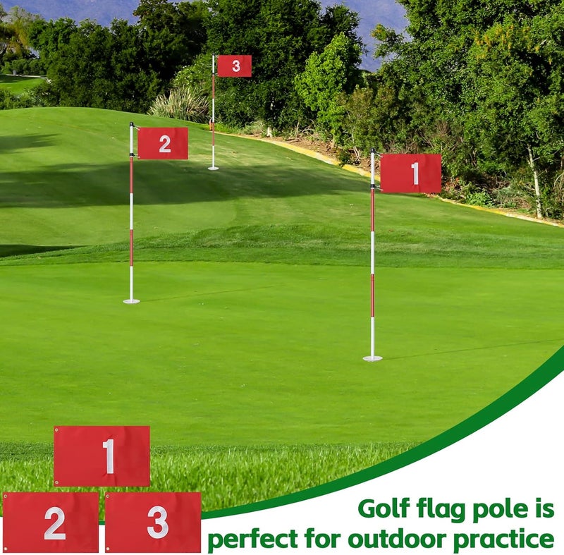 Dittoven Golf Flagstick, 6 Ft Golf Hole Flags for Putting Green, Double Sided Golf Pin Flag for Yard with 5-Section Pole and Ball Retriever, 3 Pack (Number1/2/3) - Image 4